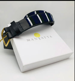 Navy blue, green and white stripes - size 34 only